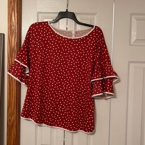 Burnt Orange with White Polka Dots